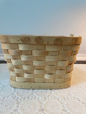 Natural Woven Wood Storage Basket -